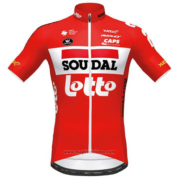 2020 Abbigliamento Ciclismo Lotto Soudal Rosso Manica Corta e Salopette